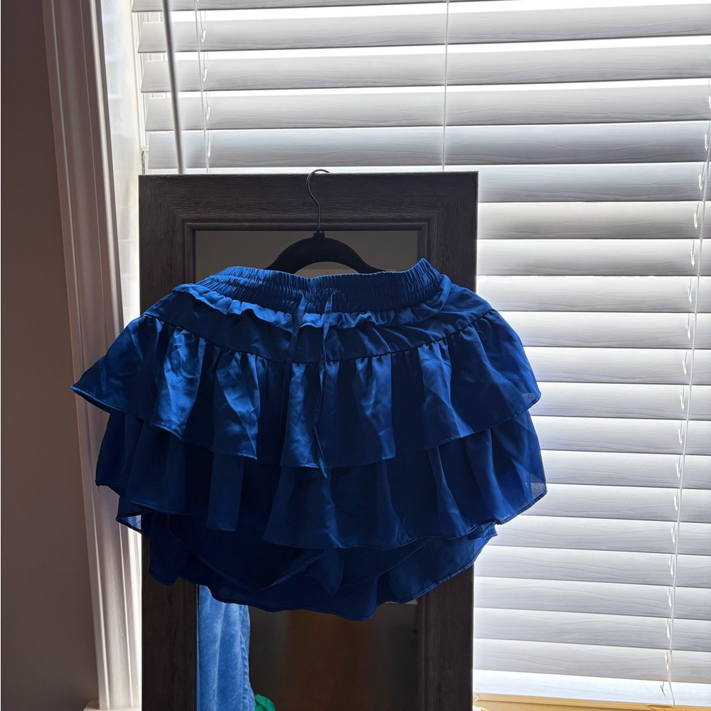 Chic Royal Blue Ruffled Mini Skirt